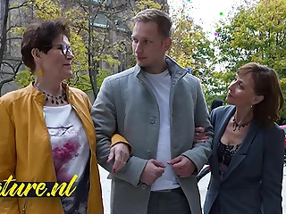 Two Horny Cougars Taking a Stranger Home With respect to Get Their Full-grown Pussies Rim